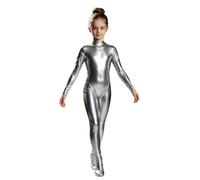 Miutii Niña Traje Gimnasia Cuerpo Completo Mono Maillot Ritmica De Disco Plata 9-10 años