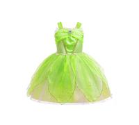 Miutii Vestido de hada verde para niña, vestido de hada del bosque, vestido de princesa, con falda tutú, Halloween, carnaval, cumpleaños, fiesta, Verde H, 92 cm-98 cm