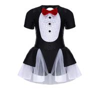 Miutii Vestido de pingüino para niña, con falda de tutú, con purpurina, vestido de baile, Halloween, karnveal, carnaval, Negro , 134-140