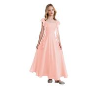 Miutii Vestido Niña Elegante Largo Vestido Princesa A Línea A Novia Flor Verano Gala Fiesta Naranja Rosa 7-8 años