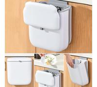 MIUUIPI Cubo de basura de 10 l para colgar en la pared, para cocina, plegable, con tapa, para camping, baño, oficina (A)