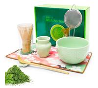 MIUUIPI Juego de té matcha de 7 piezas, juego de matcha con Chasen, soporte de chasen, cuenco de té, cucharilla de matcha, colador, soporte de chashaku, toalla, kit de inicio completo para