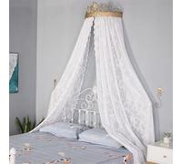 Miuxe Dosel De Cama De Princesa De Pared con Corona, Mosquitera De Encaje De Corte con Cortinas Decorativas para Decoración De Habitación De Niños, Tienda De Juegos, Toldos para Rincón De Lectura
