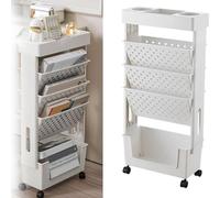 Estanteria Escritorio Móvil | Carro Almacenaje Organizador Libros con Ruedas | Carro Manualidades Giratoria Libreria | Estanterías Multiusos Libros para Cocina Dormitorio Baño