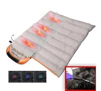 Miuxe Saco De Dormir Calentado con Bolsa De Compresión, Saco De Dormir con Calefacción Eléctrica De Momia De Algodón para Adultos, Manta Calefactora De Camping Estilo sobre Ligero para Acampar