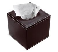 MIUYTRN Elegante caja de pañuelos de cuero PU, soporte cuadrado for servilletas, cajón, dispensador de caja de pañuelos for decoración del hogar, oficina y coche cuicui(Brown)