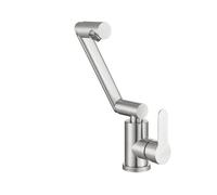 MIUYTRN Grifo plegable for baño, grifo plegable con rotación de 360 grados, grifos plegables for acampar, mezclador de agua fría y caliente, acero inoxidable cuicui(Brushed,G1/2)