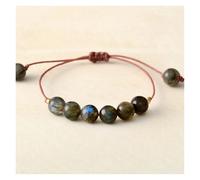 MIUYTRN Pulsera de macramé con cuentas simples for mujer, pulsera de amistad de labradorita de 8MM, pulseras Hippie bohemias ajustables for mujer