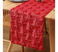 Miuyunya Camino de Mesa Navideño 33 X 140 cm Rojo Traves de Mesa en Navidad Lavable Moderno Oro Árbol de Navidad Decoración de Comedor Navideño Invierno para Cocina Festival Rústica