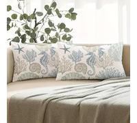 Miuyunya Juego de 2 Oceano Decorativo Funda de cojíns de Poliéster 30 x 50 cm Fundas Cojines Exterior Impermeable Caballo de Mar Azul Costero Fundas de Almohada para Sofá Cama Hogar Exterior