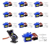 Miuzei 9G Micro Servo Motor para RC Robot/Mano/Paseo Helicóptero Barco Avión Helicóptero Coche Modelos de Vehículo Control con Cable Mini Modelismo para Arduino (10 * Azul)