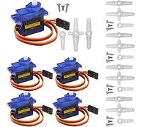 Miuzei Micro servo 9G servo Motor Micro servomotor 9G Mini servo para RC Robot Arm/Mano/Caminar Helicóptero Barco Avión Helicóptero(5 Piezas)