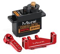 Miuzei Mini Servo RC Digital Servomotor de engranaje de metal para 1/24 Auto SCX24 AX24 Car Boot Robot Brazo 5 V 180 grados Micro Motor Dirección Servo con Horn de Montaje y Cable de 25 cm, Peso