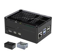 Miuzei Raspberry Pi 5 Carcasa de Metal Soporte PCIe M.2 NVMe SSD Shield Top X1001 / X1003 / X1000 All SSD Expansion Board at The Top Funda para Raspberry Pi 5 8GB 4GB Negro