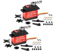Miuzei Servo de dirección, 25 kg, servo motor, digital, resistente al agua, metal, para coche teledirigido 1/10 1/8, brazo robot, barco teledirigido, 8,4 V, torque de alta velocidad, 180°, con cable