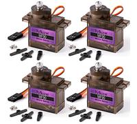 Miuzei Servo Motor Engranajes de Metal 4 Piezas RC 9G Micro Servo 180 Grados Mini Motor para Arduino Modelo Brazo Robot Avión 1/10 1/8 Coche Barco con Cable Servo Cuerno
