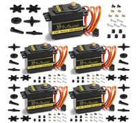 Miuzei Servomotor Digital de 15 kg, Engranaje de Metal, Alta Velocidad, par de torsión, servo Motor para RC Car 1:8 1/10 12, helicóptero, avión, Coche, Barco, Robot, Brazo Control, 5 Unidades
