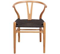MIV Interiores Silla wishbone natural asiento negro madera marrón