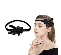 MIVAIUN 1920s Diadema Vintage Bandas Gatsby Headpiece,Años 20 Flapper Pelo Banda de,Gatsby Accesorio,Headpiece de Corista de Los Años 20,Tiara Nupcial Accesorios para El Cabello para Dama Niña (Negro)