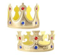 MIVAIUN 2 Piezas King Crowns Party Hat,Sombrero de Rey Reina,Corona de Tela con Diamantes de Imitación,Corona Cumpleaños,King Crown para Adulto Niños Reina Corona Princesa Tiara Accesorios (Oro)