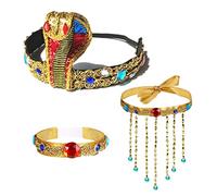 MIVAIUN 3 piezas Accesorios de Disfraz de Egipcio Tocado de Egipcio, Collar de Borlas con Cuentas, Reina del Nilo, Cleopatra, Egipcia Accesorios de Disfraces Mujeres Niñas (3 piezas)