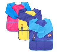 MIVAIUN 3 Piezas Bata Pintura Niños, Delantal Infantil Pintura Impermeable con 3 Bolsillos Delantal de Pintura Niños para Artes Manualidades Pintura 3-8 Años (3 Piezas)