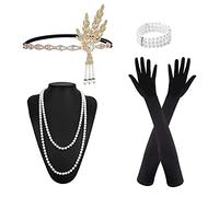 MIVAIUN 5 Piezas 1920 Juego de Accesorios, 1920s Accesorios Set, Accesorios de los años 20 Disfraz Mujer Flapper Set, Great Gatsby Accesorios Vintage para Rugir Fiesta de los Años 20