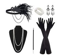 MIVAIUN 6 Piezas 1920s Juego de Accesorios para Mujer Great Gatsby Accesorios, Años 20 Fiesta Disfraz. Flapper Set, Great Gatsby Accesorios para Rugir Fiesta de los Años 20 Halloween