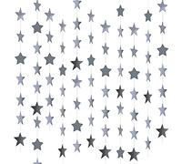 MIVAIUN 65 Pies Guirnalda de Papel de Estrellas, Guirnalda de Estrellas de Papel, Guirnalda de Decoración Estrella Decoracion de Colgante para Fiestas de Cumpleaños, Decoración navideña, 20m (Plata)