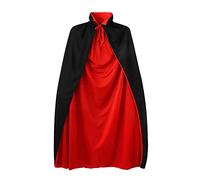 MIVAIUN Cape Noire pour Halloween, Cape Sorcier, Déguisement de Sorcière pour Adulte/Enfant, Halloween Cosplay Costume Cape Longue Cape, Déguisement pour Halloween, Bal Masqué (Noir Rouge,90cm)