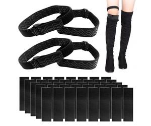 MIVAIUN Correas para Botas de Rodilla,2 Pares de Correas para Botas más 40 Piezas de Cinta Adhesiva con Respaldo de Goma,Fijación Antideslizante que Evita que Las Botas se Caigan(Negro)