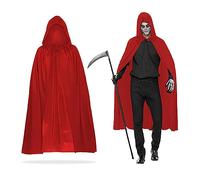 MIVAIUN Disfraz de Bruja de Halloween con Hijab Capa Roja para Adulto/Niños, Capa Larga Adulto, Cosplay de Mascarada, Fiesta de Disfraces de Halloween (Rojo, 120 cm)