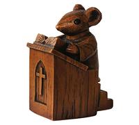 Mivanta Ratón Iglesia El púlpito Adornos Madera Sacerdote Artesanía Adornos Resina Dormitorio Madera Hogar Cristo Figuras coleccionables Estatua ratón para el hogar Decoración jardín al Aire Libre