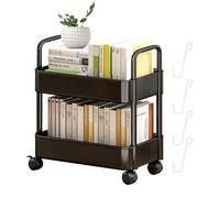 mivceklw 2 Tier Movable Bookshelf Cart, Rolling Book Storage Rack with Wheels, Household Toy and Snack Organizer, Compact Storage Shelf for Kids, Offices, Bedroom, 14,57 x 9,84 pulgadas