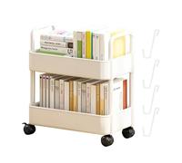 mivceklw 2 Tier Movable Bookshelf Cart, Rolling Book Storage Rack with Wheels, Household Toy and Snack Organizer, Compact Storage Shelf for Kids, Offices, Bedroom, 14,57 x 9,84 pulgadas