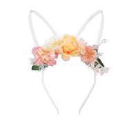Mivceklw Bunny Ears Headband, Decorative Easter Flower Hairband, Cute Photo Booth Headpiece, Holiday Dress-Up Hairhoop for Easter, Safe and Comfort to Wear, 9,84 x 7,09ins