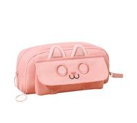mivceklw Cat Pencil Pouch, Cute Embroidered Cat Pencil Bag, Cat Pencil Case, Cat Desk Organizer, Desk Organizer, Aesthetic Pencil Bag, Stationery Box, Marker Pouch for Students, Girls, Kids, Rosa,