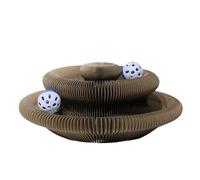 mivceklw Cat Scratching Pad, Magnetic Corrugated Scratch Board, Built in Rolling Ball and Lounger Bed Design Claw Care Sturdy Reversible Furniture Protector for Indoor Outdoor Floor Corner Climbing