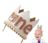 mivceklw First Birthday Hat, Bear Theme Hat, Themed Glitters Coronet Cartoon Celebrate Favors, Glitter Party Crown for Birthdays Celebration at Home or Restaurant, 3.11x3.11x3.5 pulgadas