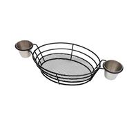 mivceklw French Fry Basket, Fast Food Serving Tray, Dipping Bowl Set, Strongplastic Design, Heat Resistant Build, Black Color for Home Kitchen Parties Restaurant Outdoor Use