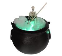 Mivceklw Halloween Cauldron Decor, Skeleton LED Witch Bowl, Spooky Black Cauldron with Lights, Perfect for Table, Kitchen, Bedroom, Mantel, Desktop Halloween Decorations, 20 x 16 cm PVC