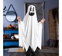 Mivceklw Halloween Cloak, Ghost Cosplay, Smile Cape with Hood Soft and Festive Unisex Disfraz for Trick or Treating, School Plays, Dress Up, fiestas, Carnival Events and Holiday Photos