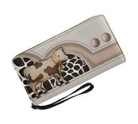 mivceklw Stylish Cow Pattern Design Wallets for Women, Leather Wallet for Ladies, Sturdy Womens Purse, Decorative Leather Cow Wallet 20 x 3 x 11 cm for Present, Stylish Wallet, Travel, Multicolor, a,
