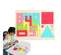 mivceklw Tangram Puzzles Wood Set, Brain Logic Blocks Jigsaw, Geometric Shape Puzzle for Kindergarten, Intelligence Educational Toy, Cognitive Development Game for Kids 3 Plus