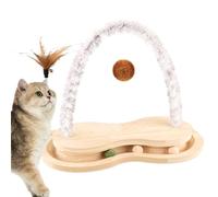 Mivceklw Wooden Cat Scratcher Toy, Fun Rotating Turntable Scratcher, Ball Track Scratching Board, Multifunctional Cat Scratching Post 15,35 x 7,48 x 14,17 para gatos interiores, pequeños perros