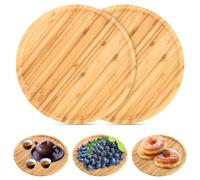 MIVIDE 2 bandejas redondas de bambú, 30 cm, bandeja redonda de bambú de madera, posavasos de bambú, para té, alimentos, plantas
