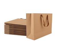 MIVIDE 24 bolsas de regalo de 32 x 11 x 25 cm, color marrón, con asa, bolsas de regalo grandes para bodas, Navidad, fiestas, regalos