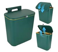 MIVIDE Cubo de Basura Colgante 9L Con Tapa, de Plástico para Cocina, Puerta, Dormitorio, Sala de Estar (Verde)