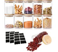 MIVIDE Juego de 12 tarros de cristal de 250 ml con tapa, tarros redondos para café, té, galletas, nueces y especias (diámetro 6,5 cm)