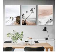 MIVINC Conjunto de 3-Cuadro Abstracto de Paisaje Costero al Amanecer Estilo Nórdico Lienzo Impreso Cielo Mar Puesta de Sol Decoración para Sala de Estar Oficina O Hogar-40 * 60cm (Sin marco)